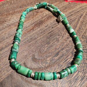 Jay King DTR mine finds green stone 24" necklace 925 Sterling Silver Vintage